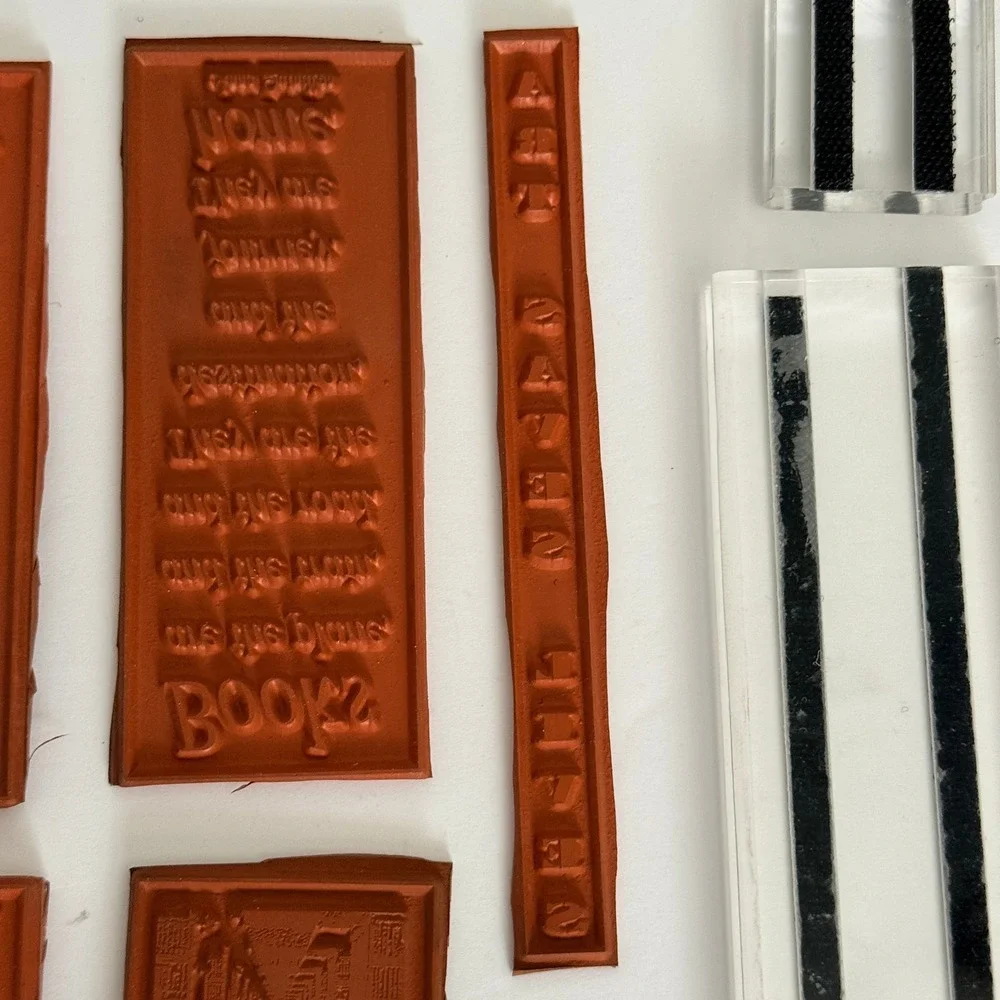 Literary Quote Rubber Stamp Set Unbranded Acrylic Blocks Books Library Red 15pc